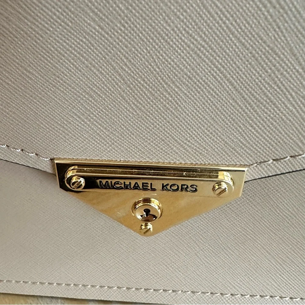 Michael Kors Grace TH Saffiano Leather Satchel Handle & Shoulder Bag MED Tan NWT